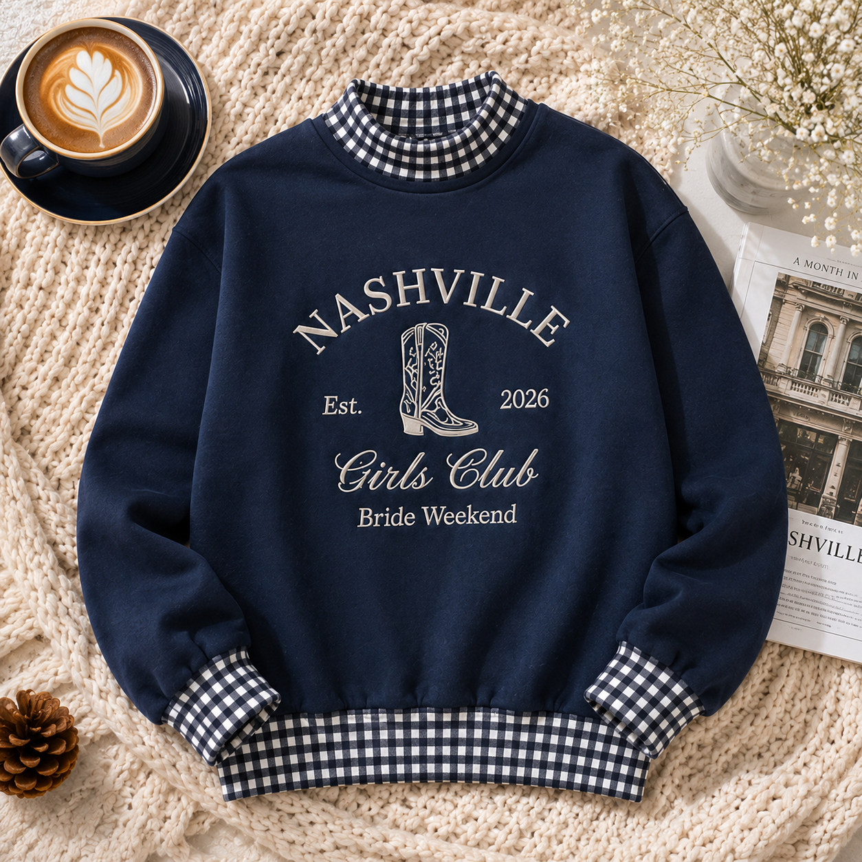 Personalized Girls Club Bachelorette Gingham Sweatshirt