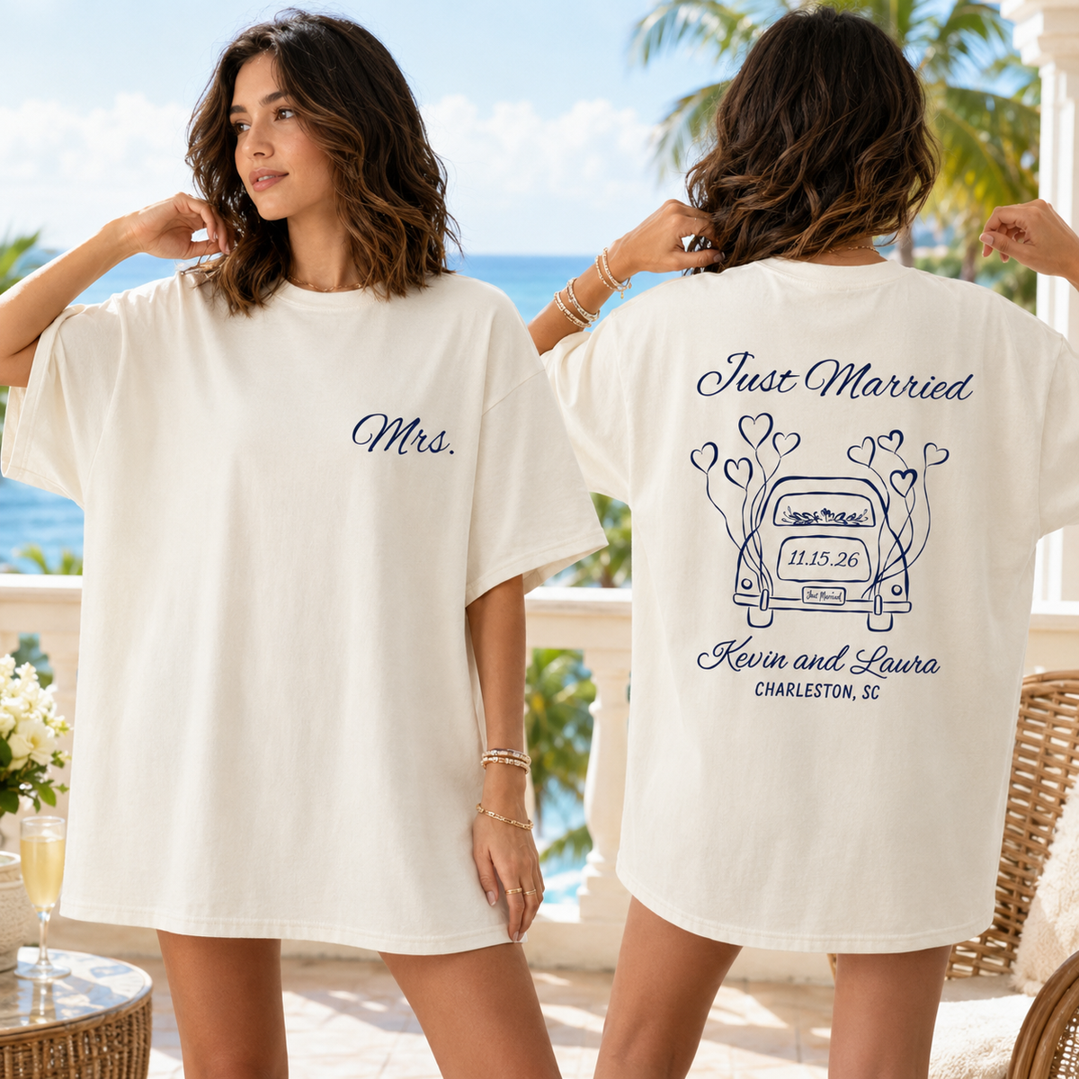 Personalized Just Married Wedding Shirt