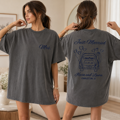 Personalized Just Married Wedding Shirt