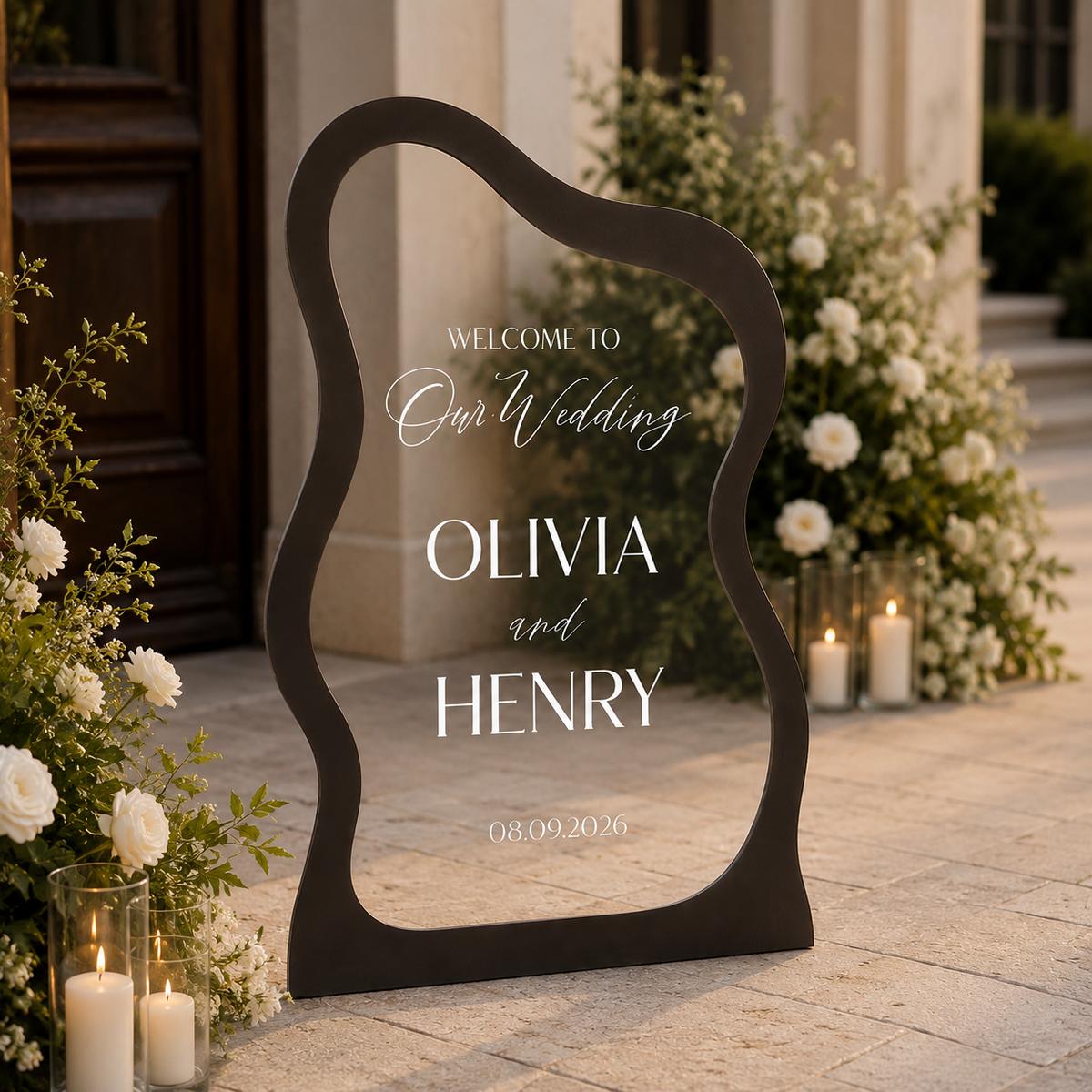 Personalized Minimalist Wavy Acrylic Wedding Welcome Sign