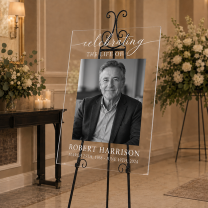 Personalized Celebration of Life Acrylic Memorial Sign with Photo