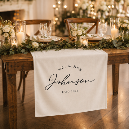 Personalized Mr & Mrs Wedding Table Runner