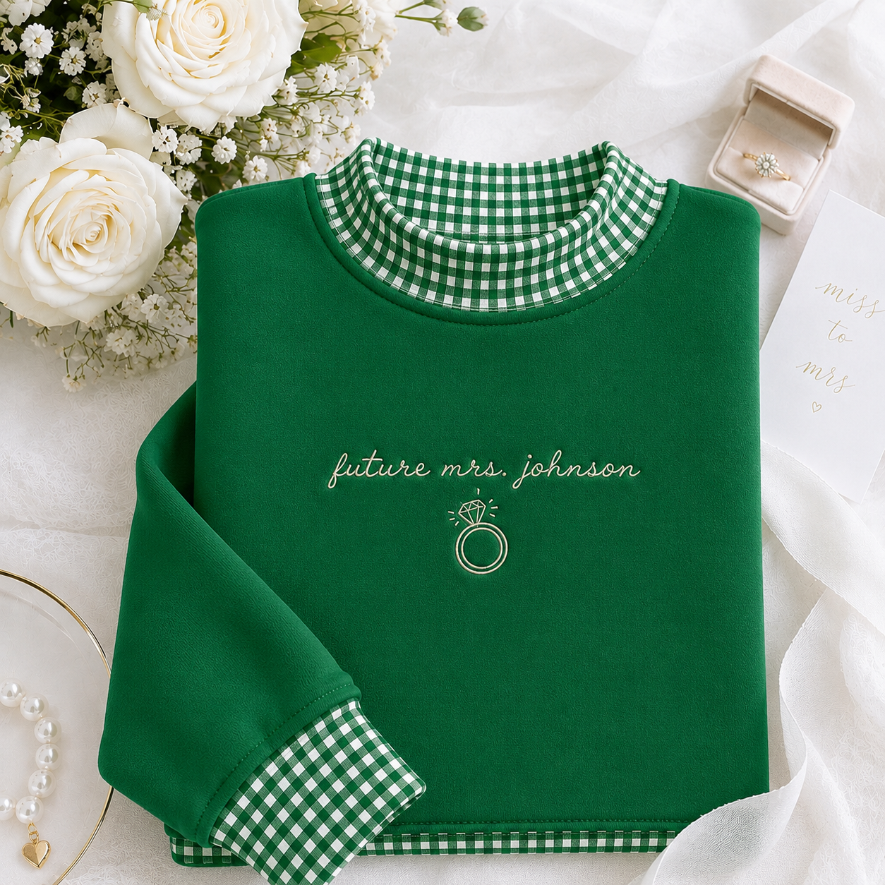 Personalized Engagement Sweatshirt Custom Couple Embroidery