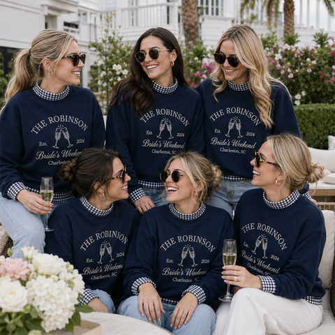 Personalized Gingham Sweatshirt for Bachelorette Weekend, Name & Location