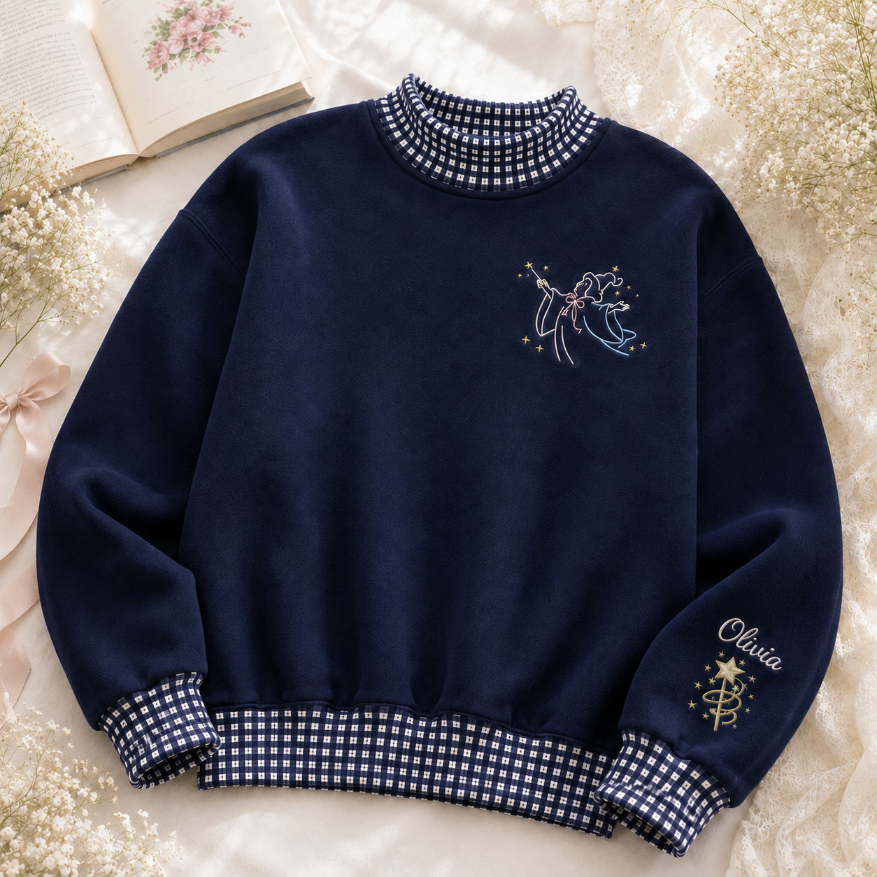 Whimsical Personalized Fairy Godmother Sweatshirt Custom Sleeve Name