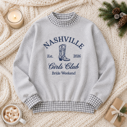 Personalized Girls Club Bachelorette Gingham Sweatshirt