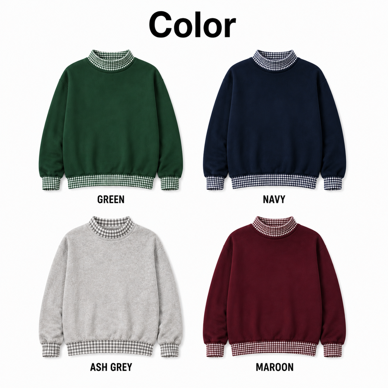 Gingham sweatshirt color options chart