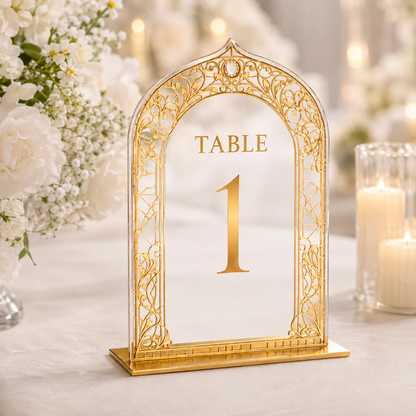 Personalized Gold Acrylic Wedding Table Number Sign