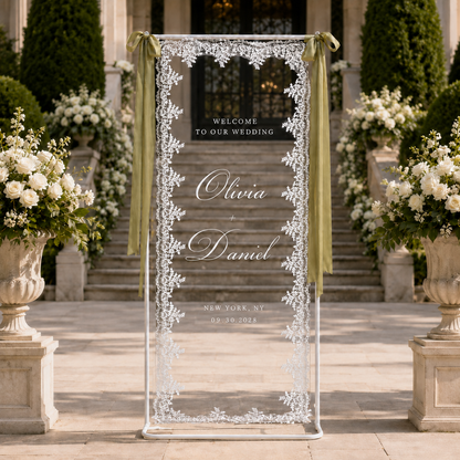 Personalized Romantic Lace Wedding Welcome Sign