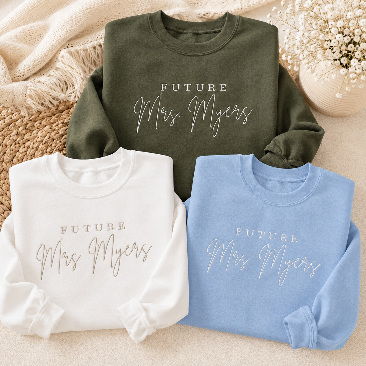 Personalized Future Mrs Embroidered Sweatshirt