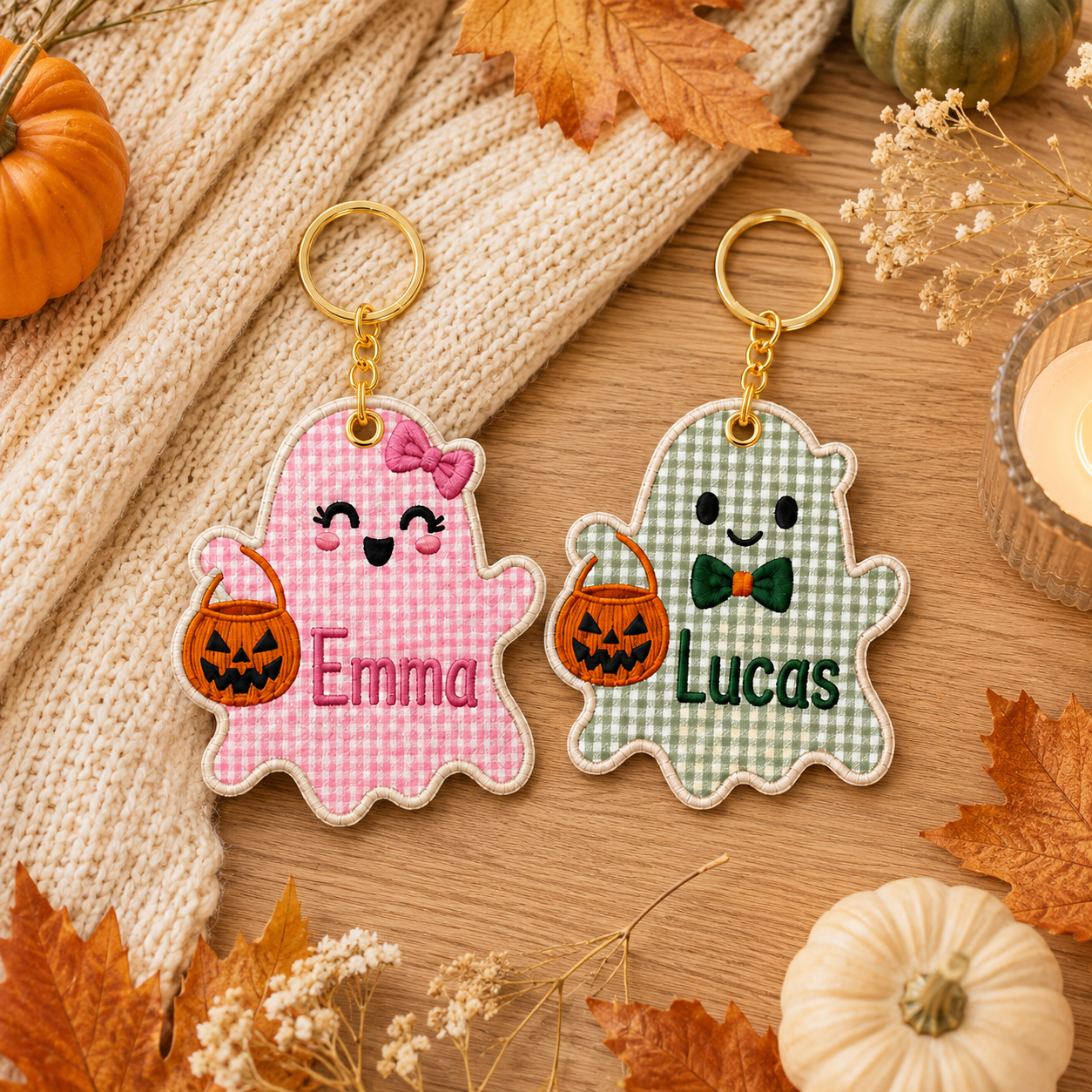 Personalized Halloween Ghost Keychain