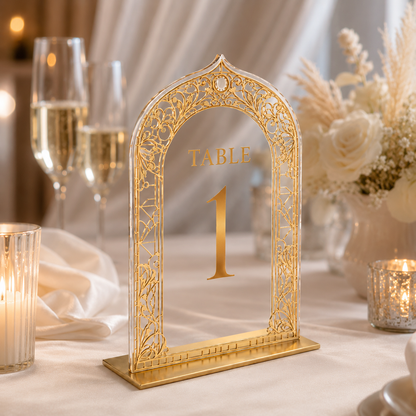 Personalized Gold Acrylic Wedding Table Number Sign