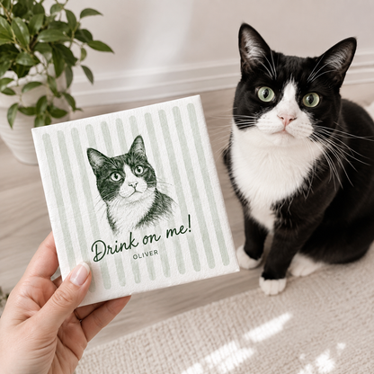 Personalized Pet Portrait Cocktail Napkins