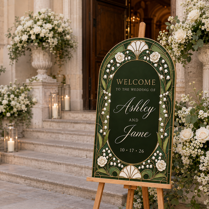 Personalized Art Nouveau Wedding Welcome Sign