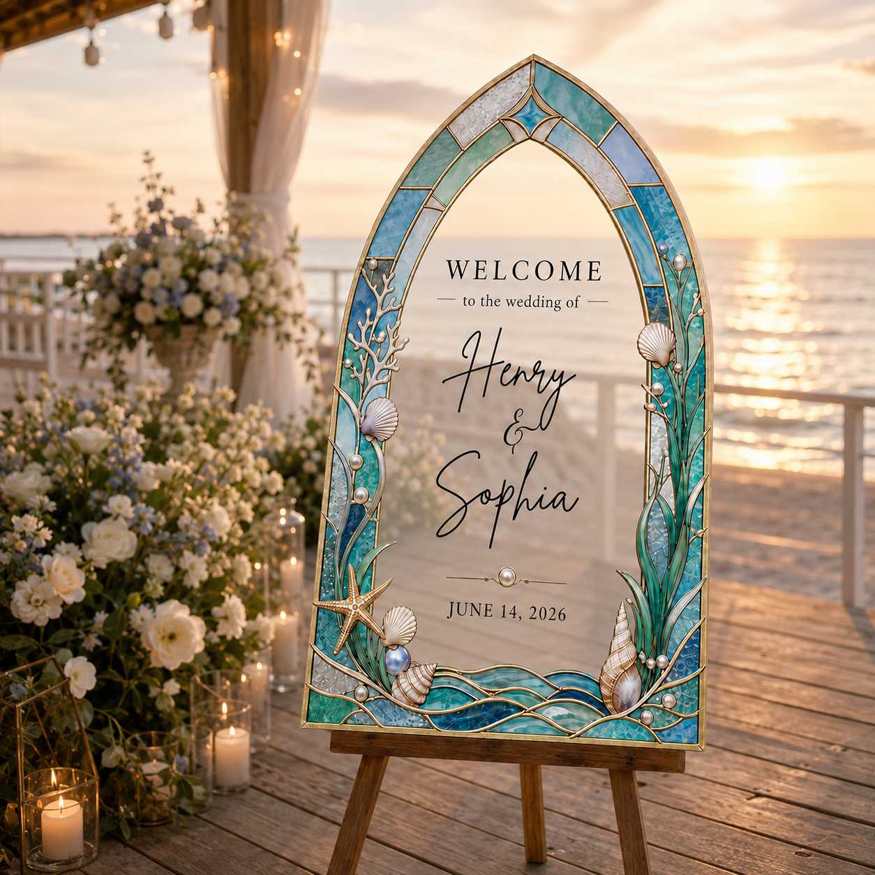 Personalized Acrylic Beach Wedding Welcome Sign