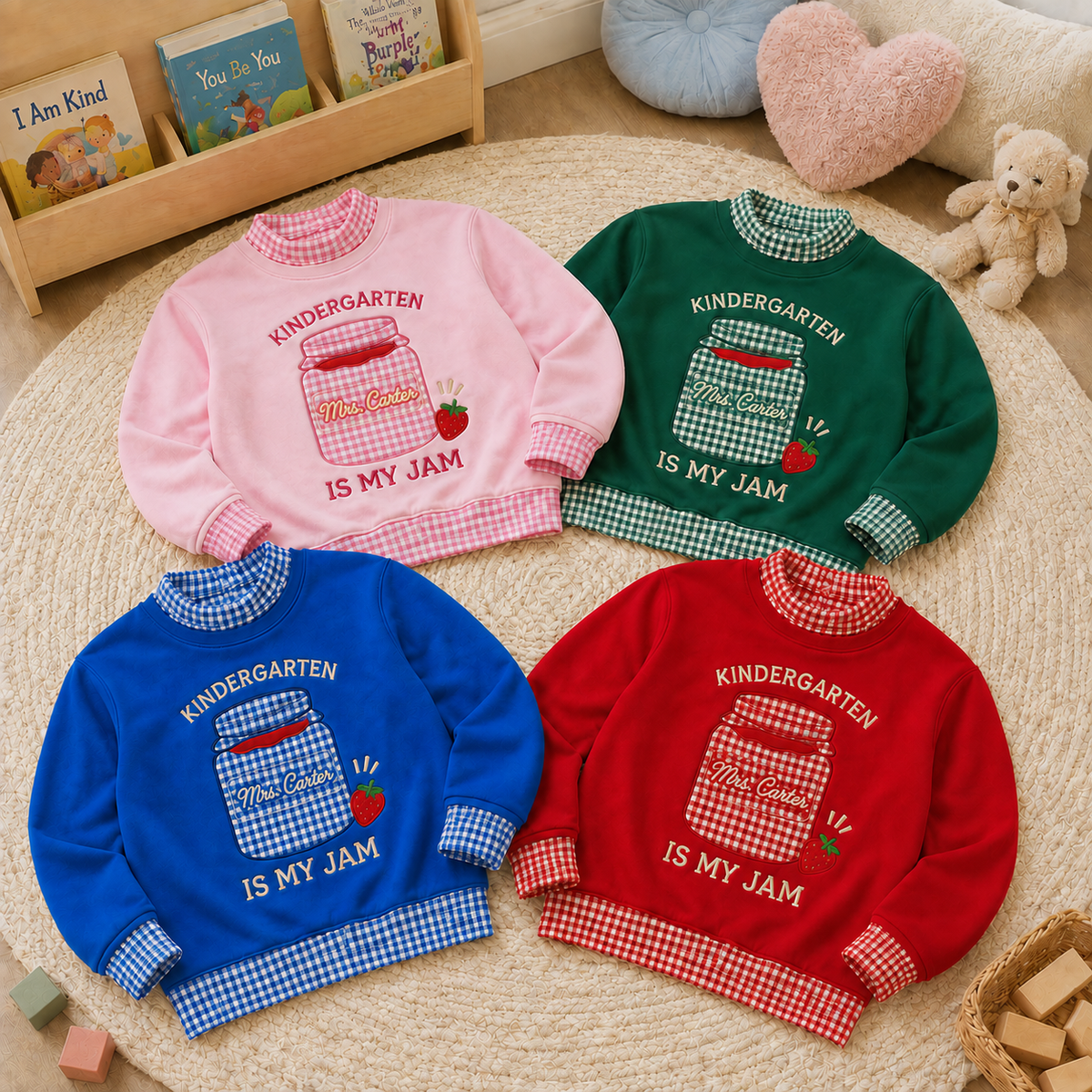 Playful Personalized Jam Jar Pullover for Kindergarten Teachers