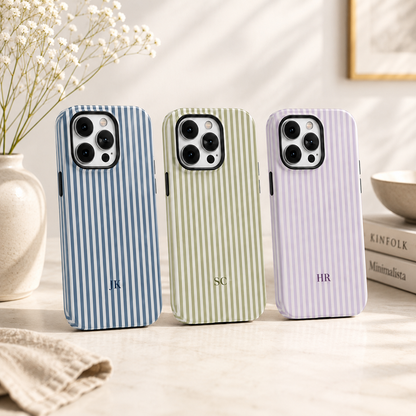 Personalized Striped Initial Phone Case