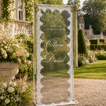 Personalized Romantic Lace Wedding Welcome Sign