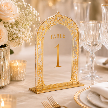 Personalized Gold Acrylic Wedding Table Number Sign