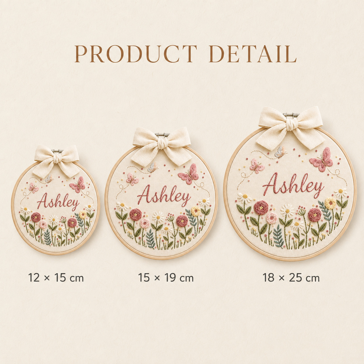Personalized Butterfly Floral Baby Name Embroidery Hoop