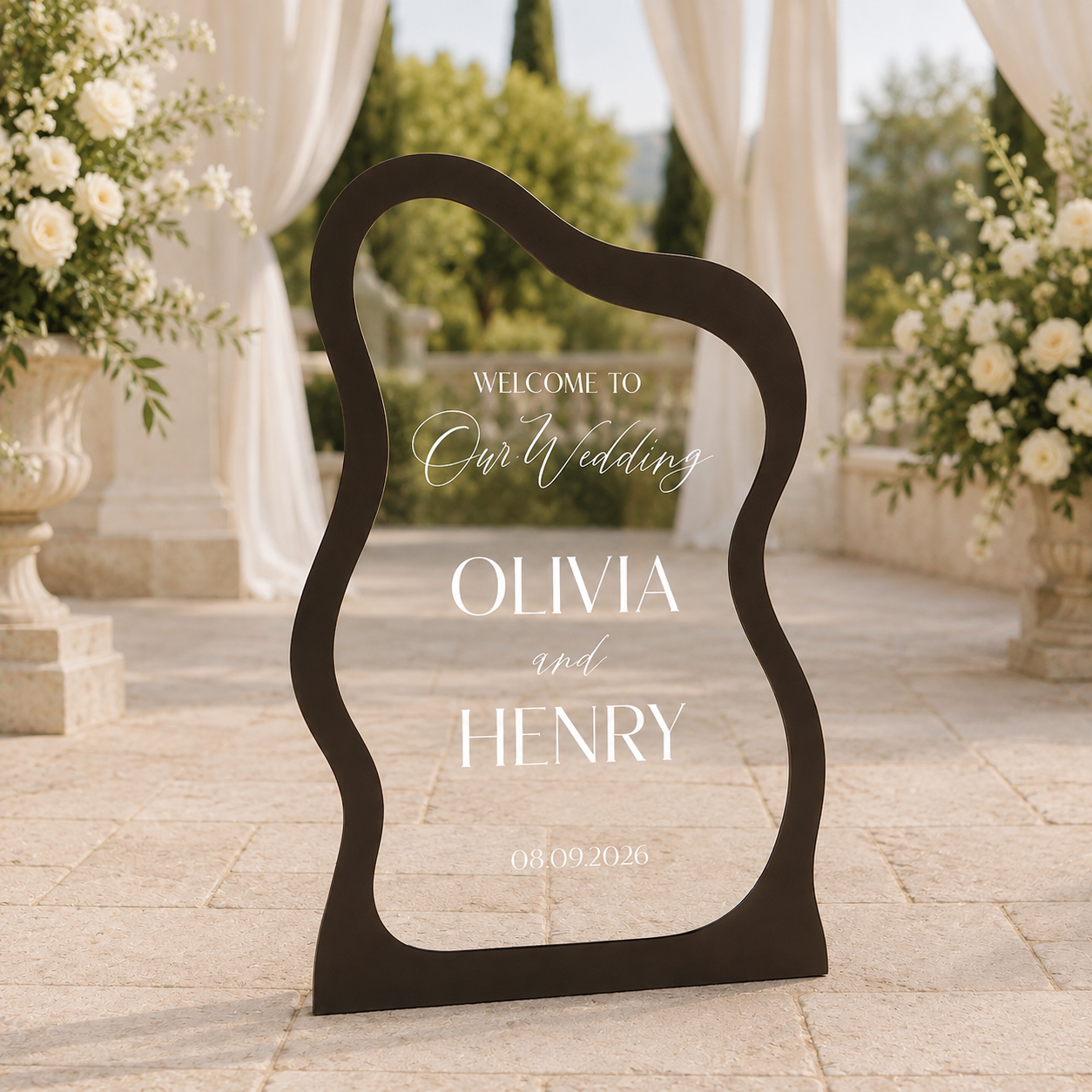 Personalized Minimalist Wavy Acrylic Wedding Welcome Sign