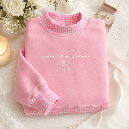 Personalized Engagement Sweatshirt Custom Couple Embroidery