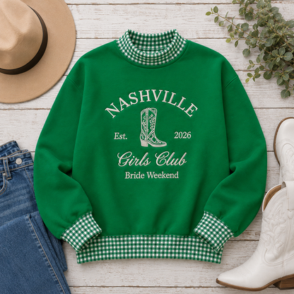 Personalized Girls Club Bachelorette Gingham Sweatshirt