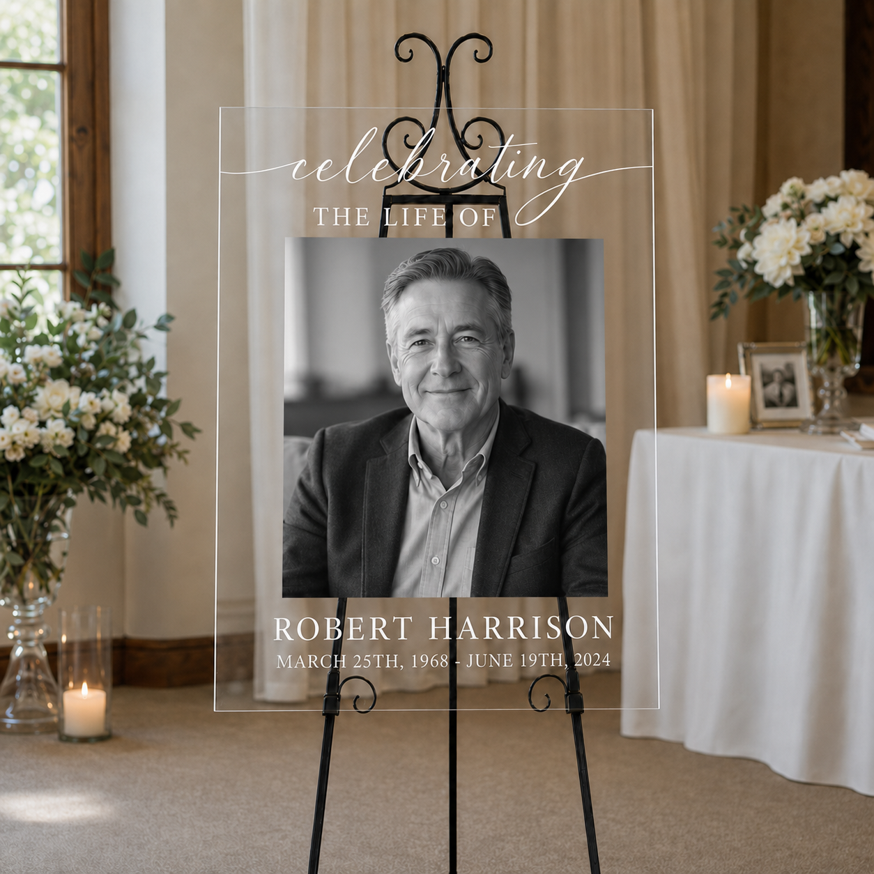 Personalized Celebration of Life Acrylic Memorial Sign with Photo