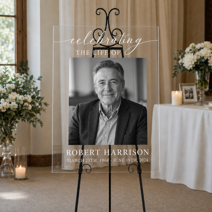 Personalized Celebration of Life Acrylic Memorial Sign with Photo