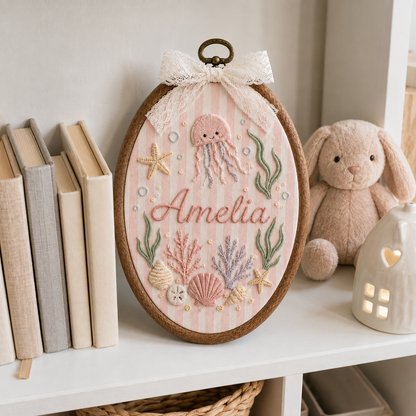 Personalized Under the Sea Embroidered Baby Name Sign