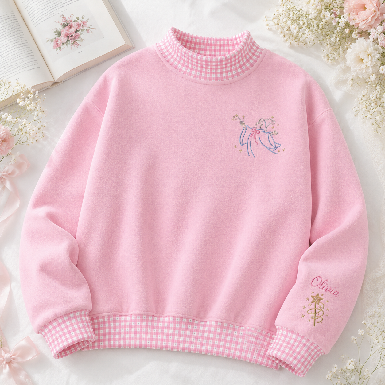 Whimsical Personalized Fairy Godmother Sweatshirt Custom Sleeve Name