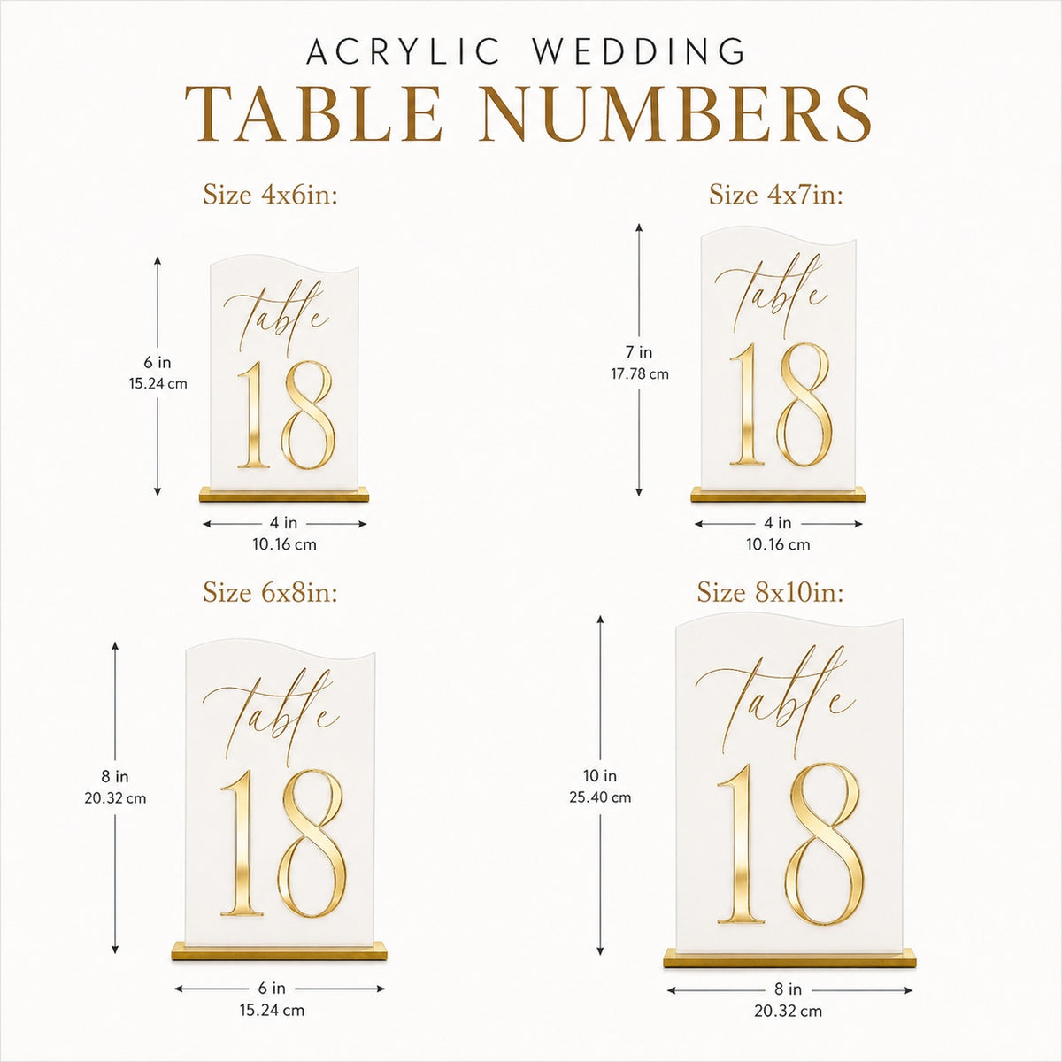 Personalized Wedding Table Numbers - Gold Mirror Acrylic Sign