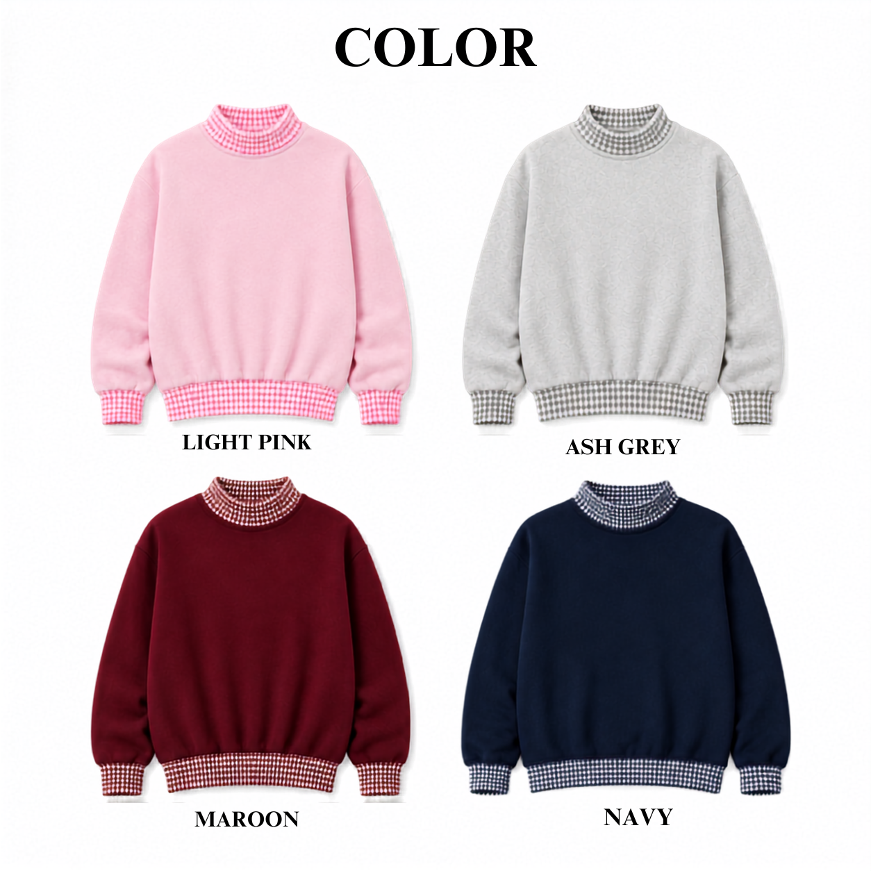Personalized Rainbow Baby Announcement Gingham Mockneck Sweatshirt