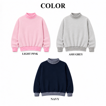 Personalized Baby Announcement Gingham Mockneck Sweatshirt