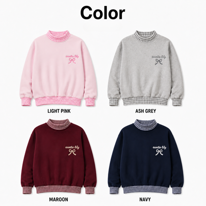 Sweet Personalized Auntie Sweatshirt for New Aunts with Gingham Trim