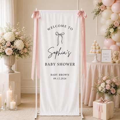 Personalized Bow Baby Shower Welcome Banner