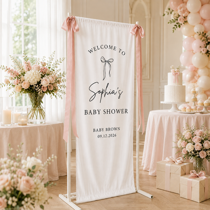 Personalized Bow Baby Shower Welcome Banner