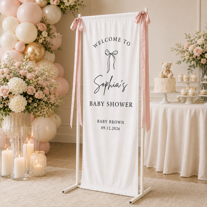 Personalized Bow Baby Shower Welcome Banner