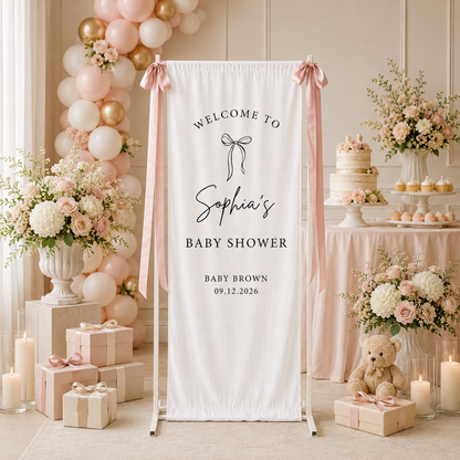 Personalized Bow Baby Shower Welcome Banner