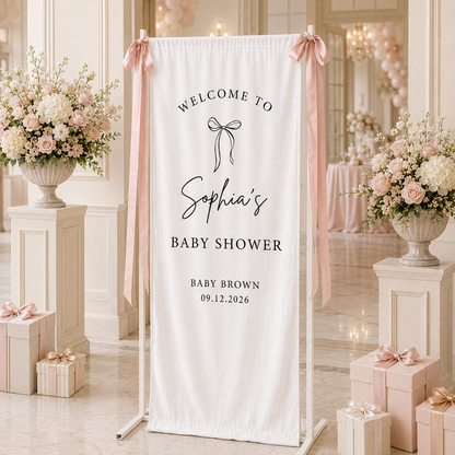 Personalized Bow Baby Shower Welcome Banner