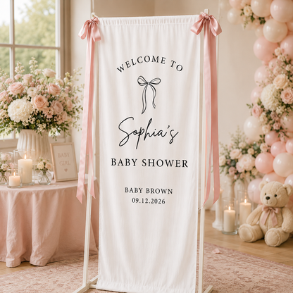 Personalized Bow Baby Shower Welcome Banner