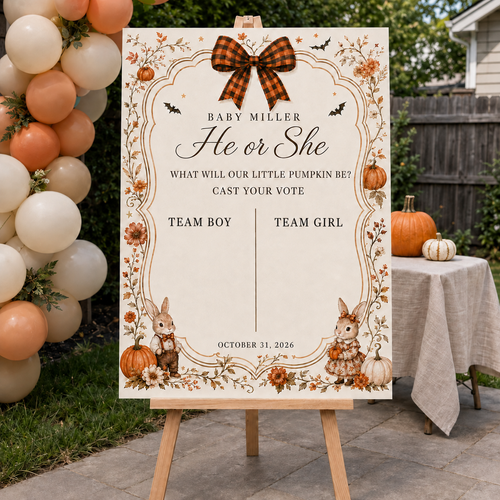 Personalized Little Pumpkin Gender Reveal Voting Sign on Acrylic