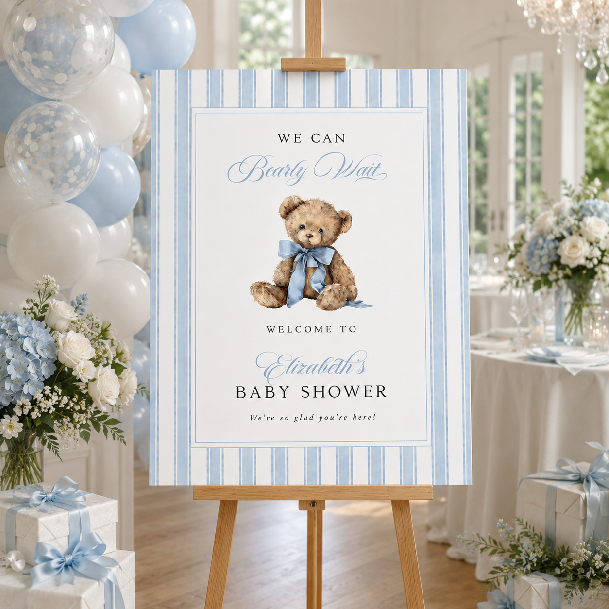 Personalized Teddy Bear Baby Shower Welcome Sign