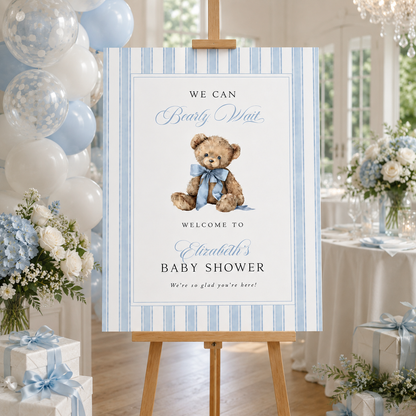 Personalized Teddy Bear Baby Shower Welcome Sign
