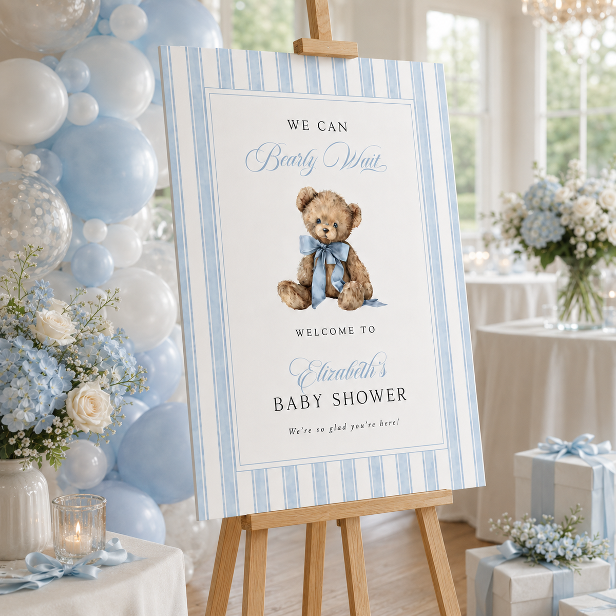 Personalized Teddy Bear Baby Shower Welcome Sign