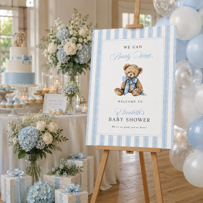 Personalized Teddy Bear Baby Shower Welcome Sign