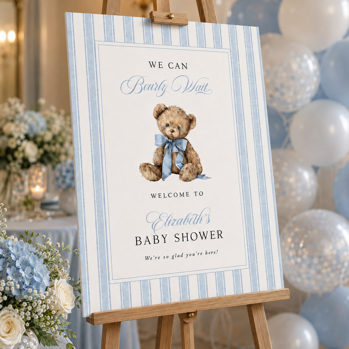 Personalized Teddy Bear Baby Shower Welcome Sign