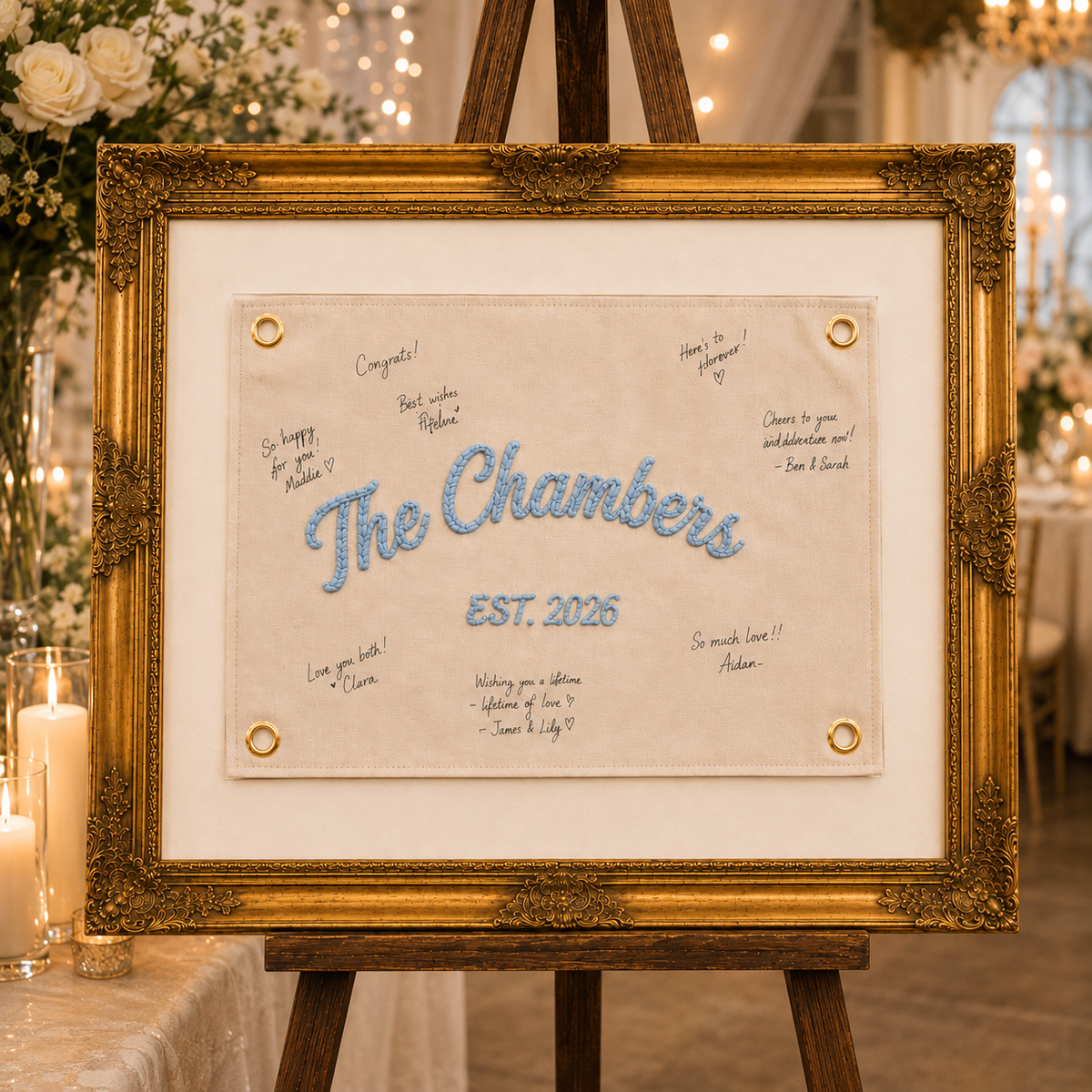 Personalized Embroidered Wedding Guest Book Banner