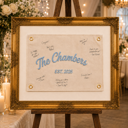 Personalized Embroidered Wedding Guest Book Banner