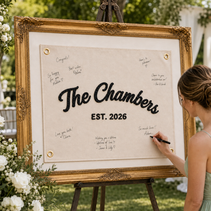 Personalized Embroidered Wedding Guest Book Banner
